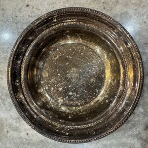 VTG AMOCO Silver Plated Tower Plate 7" Ornate Trim Patina Collector